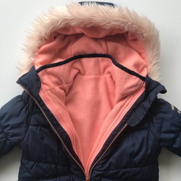 OSKKOSH Girl puffer & detachable inner reversible jacket, navy, pink Girls 4-5 - Picture 4 of 16